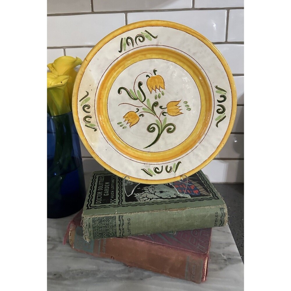 Yellow Tulip Pottery Hand painted Wall Z xx9 Inches Dinner Plate Stangl Pottery
